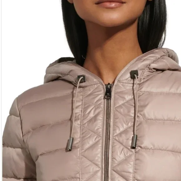 NWOT Kenneth Cole Khaki Brown Quilted Anorak Jacket - Picture 7 of 15